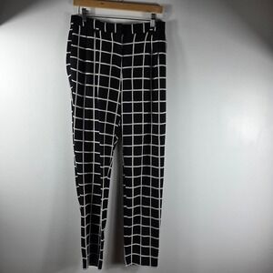 Marimekko Women Black White Grid Print Trousers Pants Size Medium‎